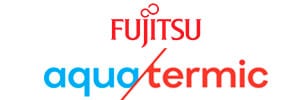 Fujitsu AquaTermic Logotipo de Fujitsu con el logotipo de la gama de aerotermia Fujitsu AquaTermic