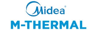 Midea M-Thermal Logotipo de Midea con el logotipo de la gama de aerotermia Midea M-Thermal